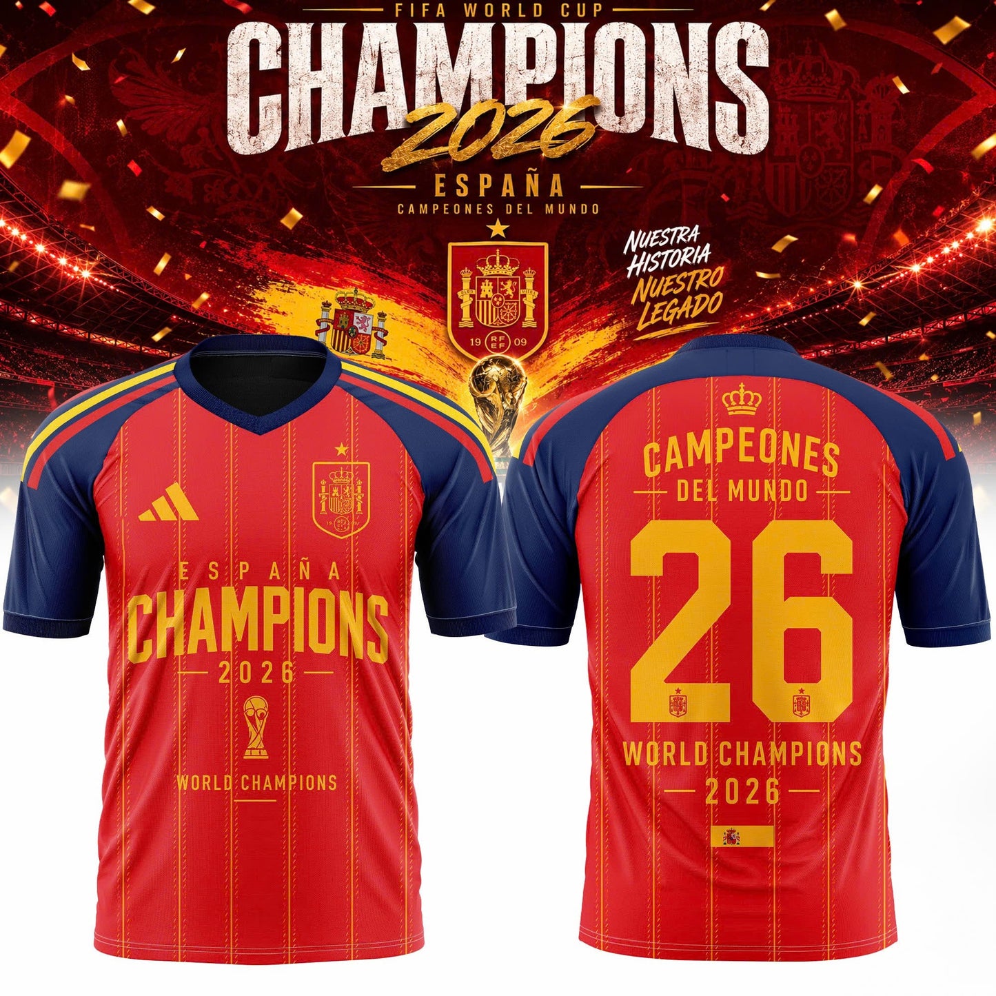 Spain World Cup Champions 2026 Jersey Soccer