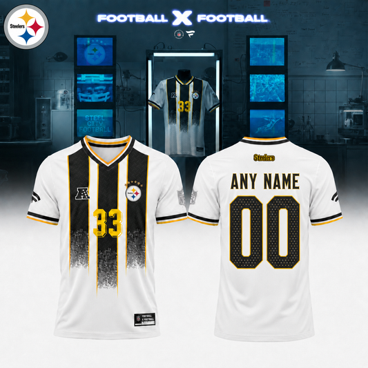 .Pittsburgh Steelers Football x Football Collared Fan Top – Jersey (Custom Name &amp; Custom Number)