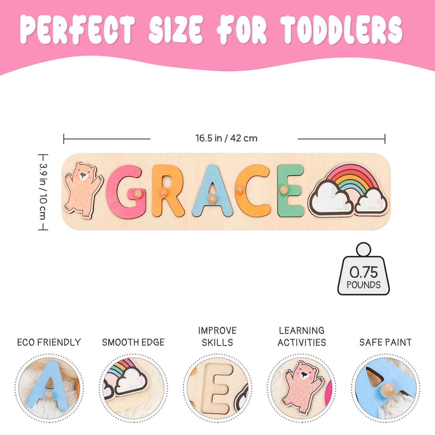 Custom Baby Girl Name Puzzle, Personalized Kids Busy Board, Christmas Gift for Kids, Baby Shower Gift, 1st Birthday Gift, Granddaughter gift