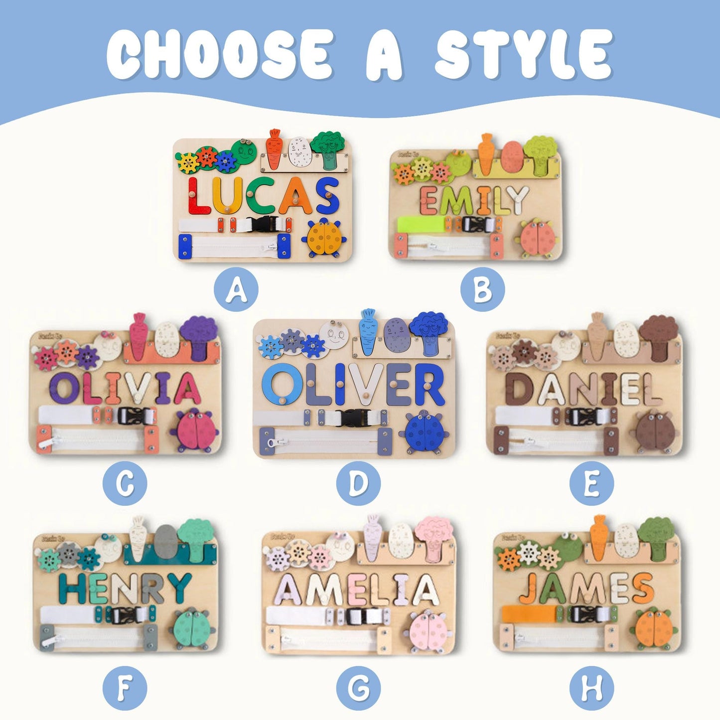 Personalized Baby Name Puzzle, Custom Kids Busy Board, Early Learning Puzzle, Baby Room Decor, Birthday Gift for Kids, Baby Christmas Gift