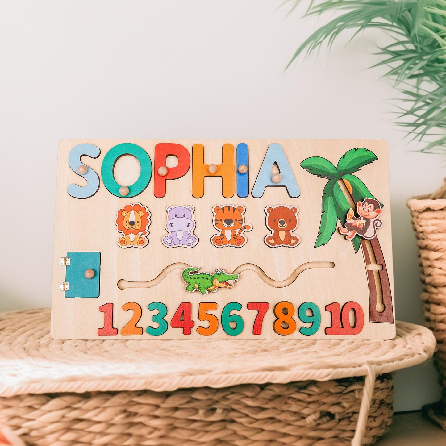 Custom Baby Name Puzzle, Personalized Kids Busy Board, Early Learning Puzzle, 1st Birthday Gift for Child, Birthday Gift, Wooden Baby Puzzle