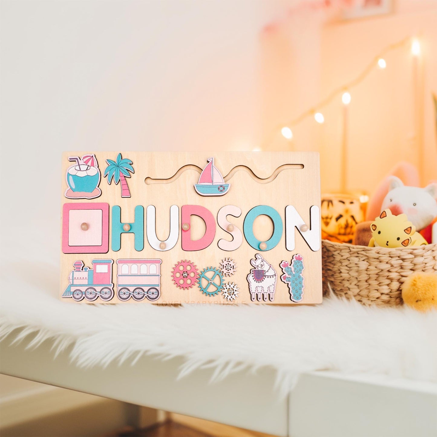 Wooden Baby Name Puzzle, Personalized Kids Toddler Puzzle, Early Learning Busy Board, 1st Birthday Gift , Wood Baby Toy, 1st Christmas Gift