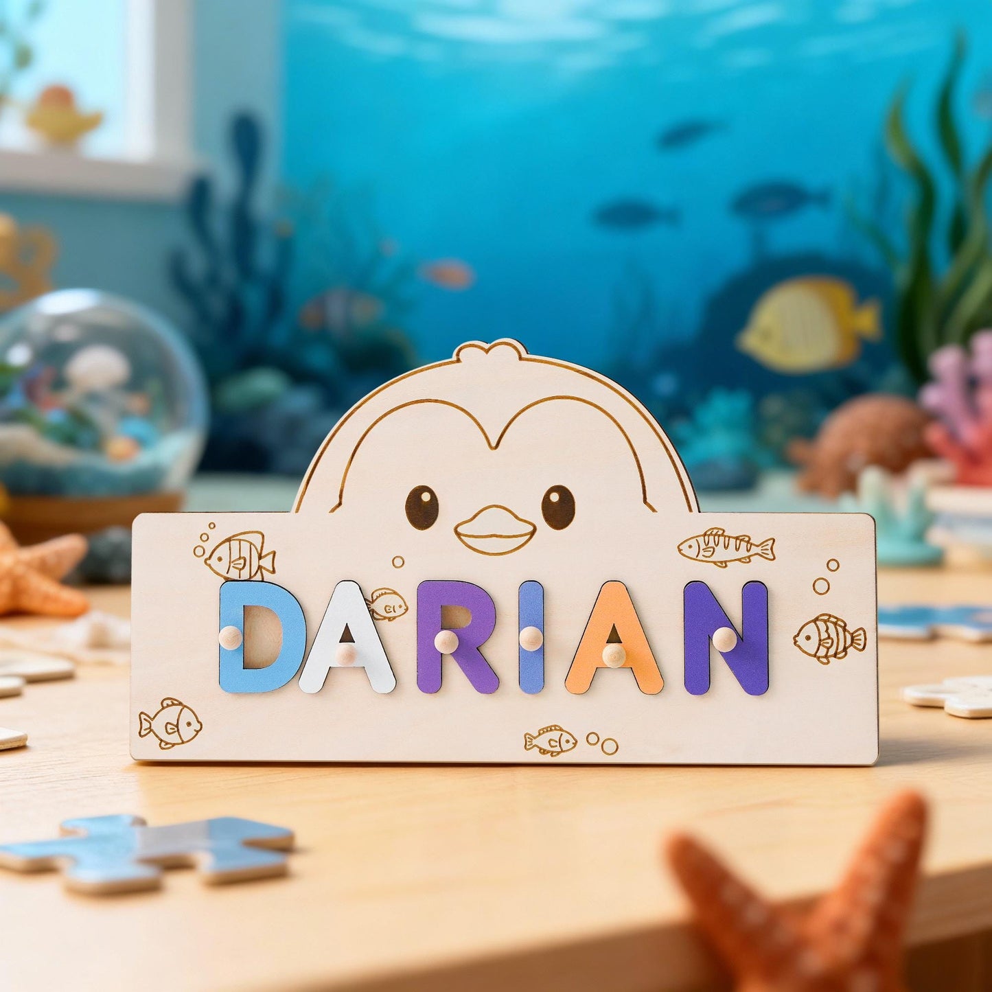 Custom Baby Name Puzzle, Educational Busy Board, Personalized Baby Name, Animal Theme Toddler Toy, 1st Baby birthday gift, Gift for Kids
