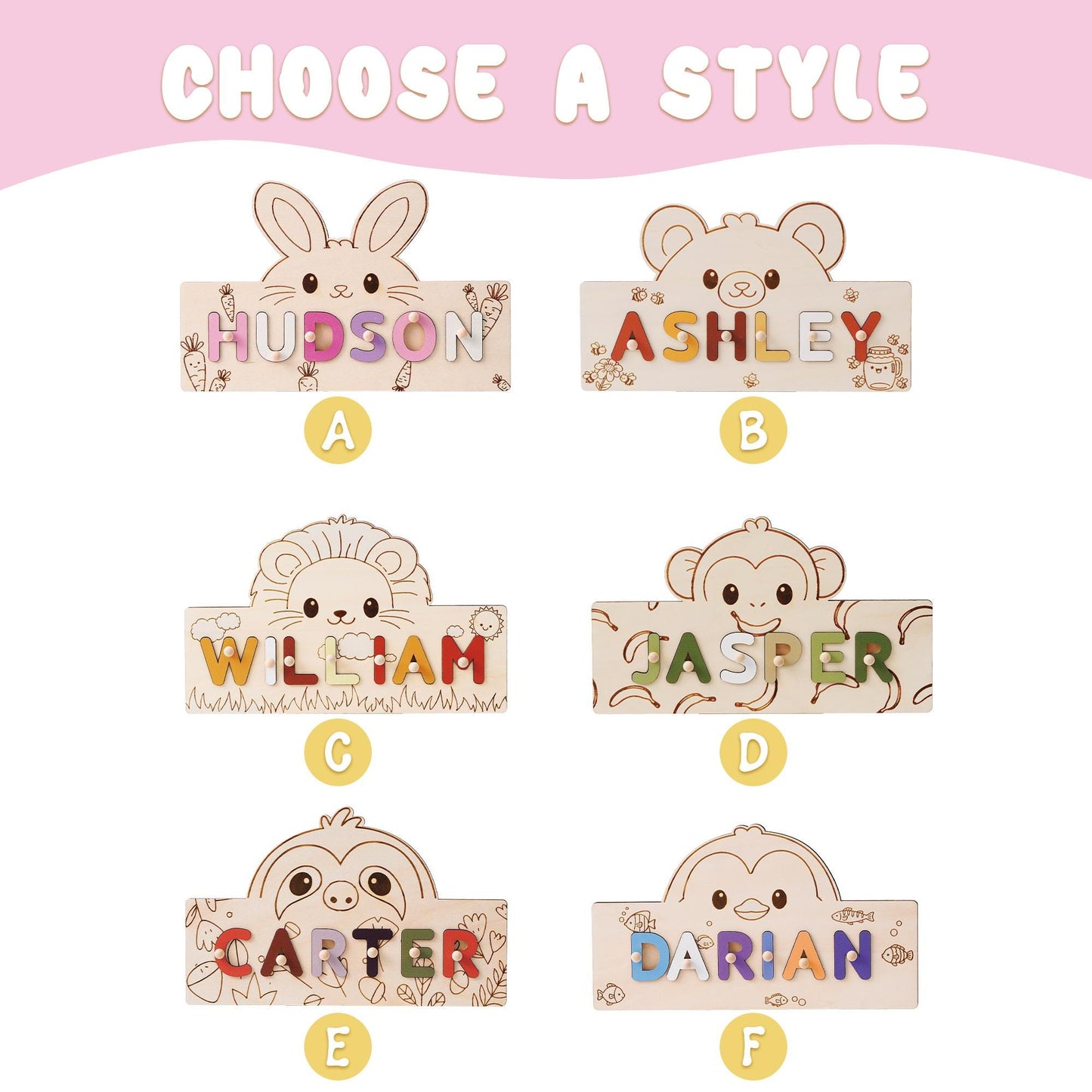 Custom Baby Name Puzzle, Educational Busy Board, Personalized Baby Name, Animal Theme Toddler Toy, 1st Baby birthday gift, Gift for Kids
