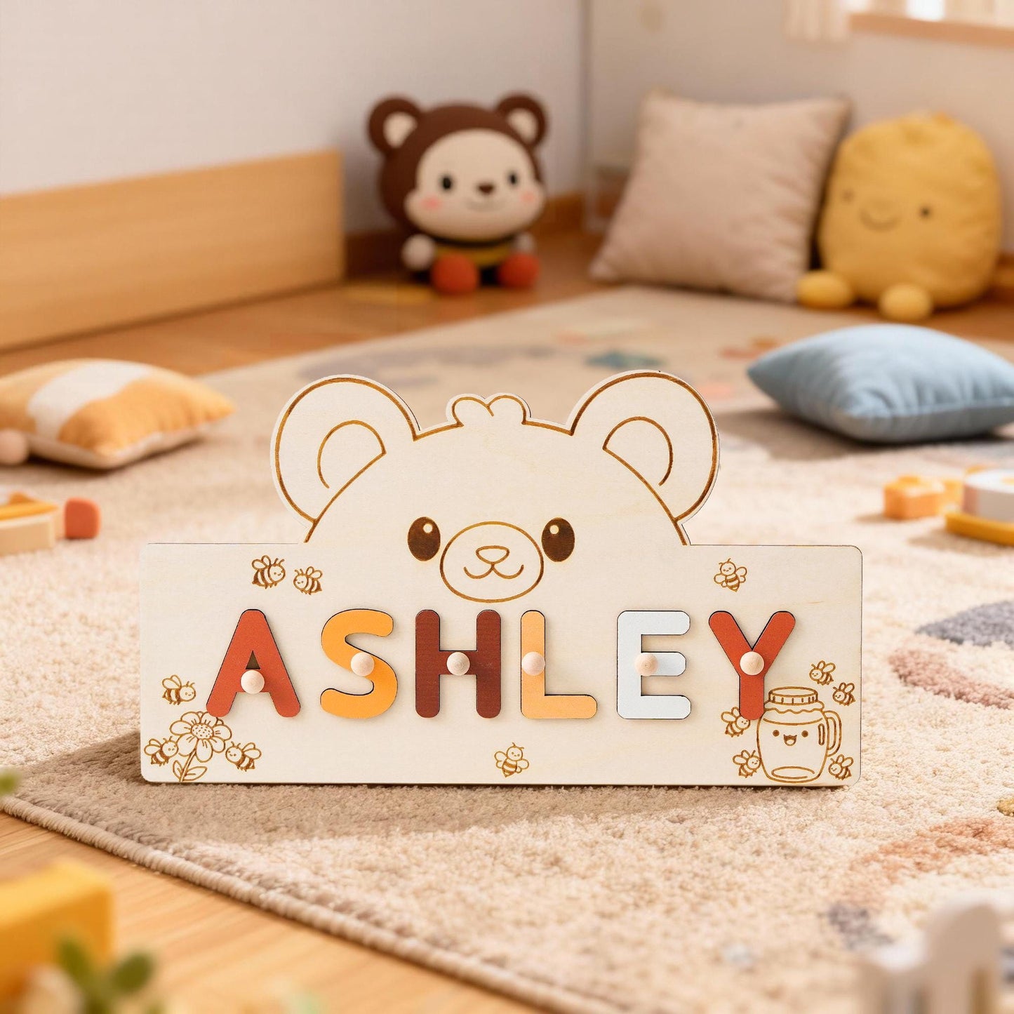 Custom Baby Name Puzzle, Educational Busy Board, Personalized Baby Name, Animal Theme Toddler Toy, 1st Baby birthday gift, Gift for Kids